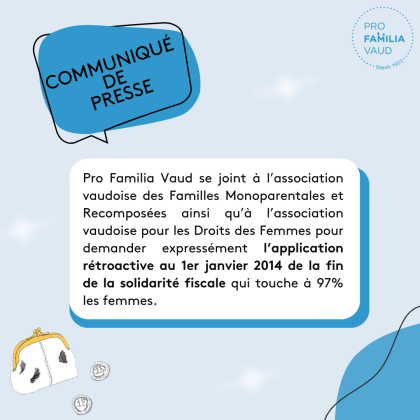Communiqué de presse : solidarité fiscale entre ex-conjoints – effet rétroactif